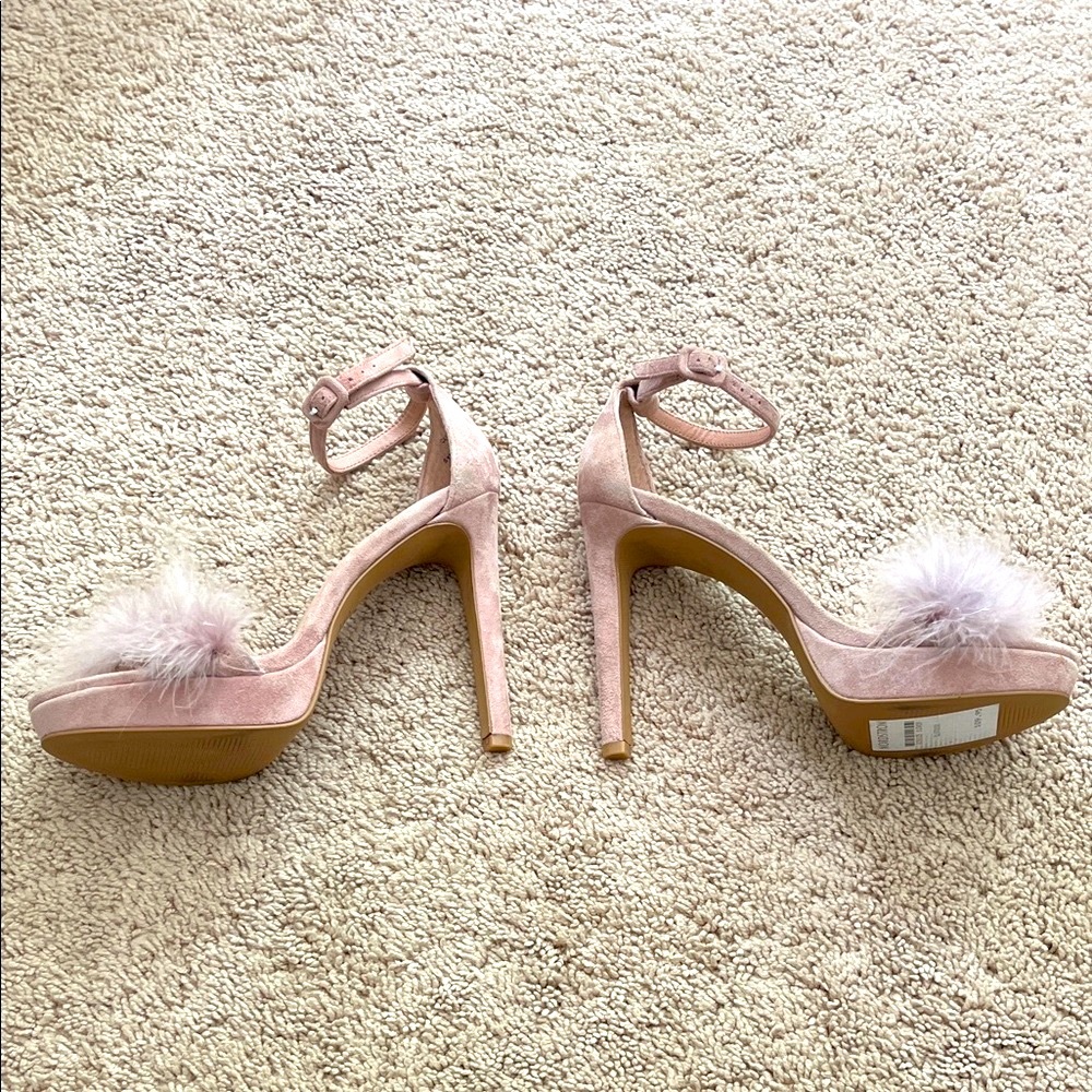 Steve Madden Lavender Feathered Peeptoe Heels - Picture 7 of 10